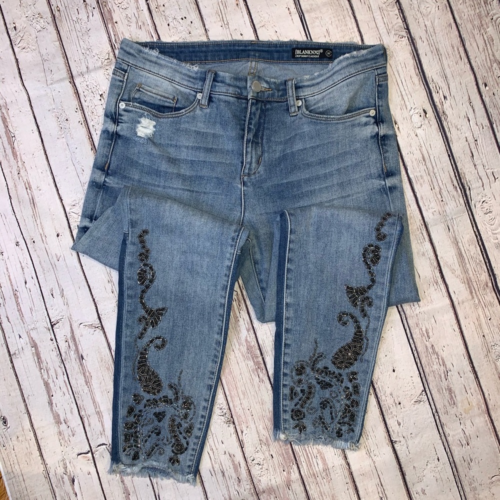 BLANKNYC embroidered two toned jeans